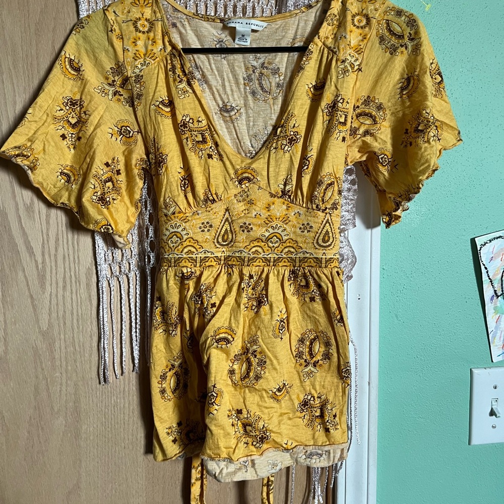 Banana Republic Yellow Patterned Blouse